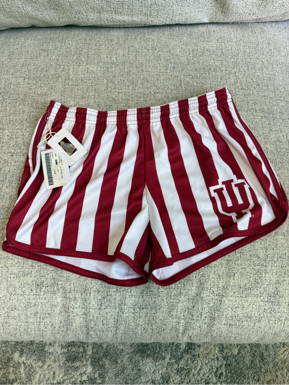 Indiana University Women's Maroon and White Striped Athletic Shorts